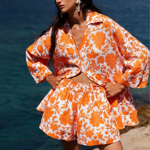 NWT Morton Mac Lora Linen Tunic and Linen Shorts Set - Picture 1 of 5